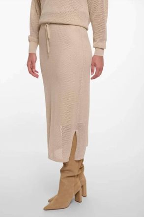 Rino&Pelle Open Knit Midi Skirt In Birch
