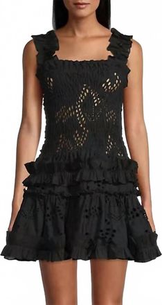 Waimari Pre-Loved Al Fresco Ruffle Square Neck Sleeveless Mini Dress In Black