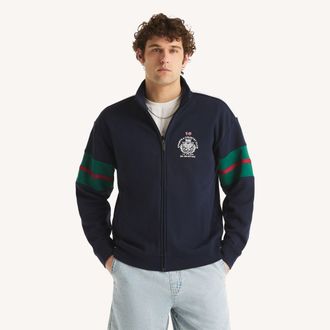 Nautica Mens Colorblock Full-Zip Mock-Neck