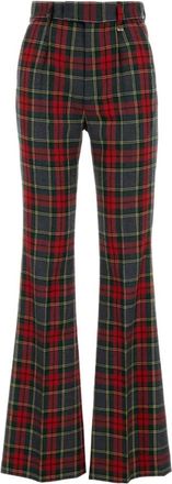 Vivienne Westwood Broeken, Dames, Veelkleurig, S, Rode broek met uitlopende pijpen en riemlussen