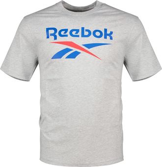 Reebok Mens Bruno Big Logo Crew Neck SS Tee Shirt, Light Grey Marl, M