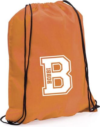 eBuy GB Personalised Monogrammed Drawstring Bag, Initial & Name Kids Backpack, Gym Rucksack, School Sport Bag, Childrens PE Kit (Orange)