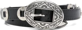Golden Goose Wash Leren Riem - Dames - Riemen - Zwart - 85 CM - Leer - Accessoires