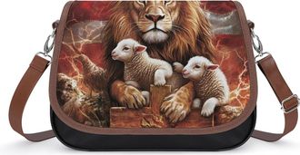 Generic Lion Sheep U.S.A. Flag Womens Crossbody Bag Fashion Shoulder Handbags Message Tote Bag with Adjustable Strap