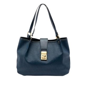 Fendi Pre-owned Shoulder Bags, female, Blue, Size: ONE SIZE Pre-owned Canvas Tote Bag