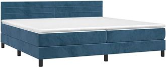 vidaXL Vidaxl - Cama Box Spring Colch&oacute;n Y Led Terciopelo Azul Oscuro 200x200 Cm