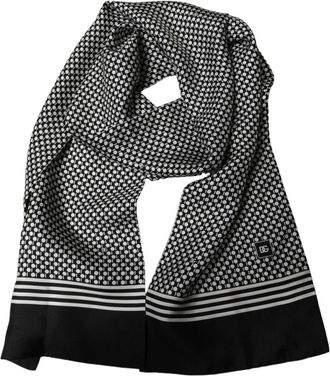 Dolce & Gabbana Polka-dot Twill Sjaal (70x70) - Heren - Accessoires - Zwart - Maat: ONE Size Zijde