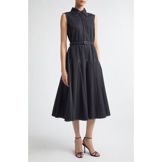 Emilia Wickstead Monique Sleeveless Gored Denim Dress in Black at Nordstrom, Size 10