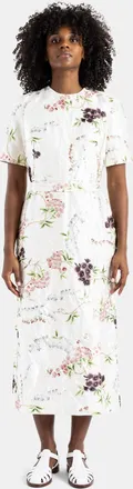 Erdem Womens Pencil Midi Dress White Floral Satin