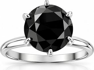 Pompeii3 2 ct 14K White Gold Black Diamond Solitaire Engagement Ring Size Selectable