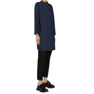 Herno Elastane Blend Coat - Navy