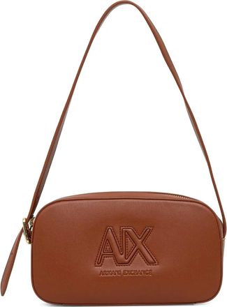 A|X Armani Exchange Borsa a spalla con logo goffrato - Marrone