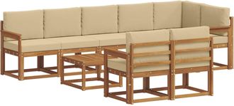 vidaXL Conjunto De Sof&aacute;s De Exterior 9 Uds. Natural Y Beige Vidaxl