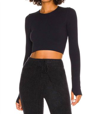 Spiritual Gangster Serene Twist Back Long Sleeve Top In Black