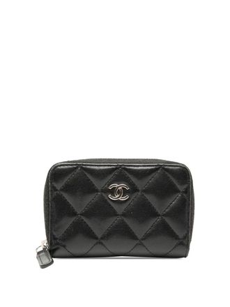 Chanel 2020 CC Quilted Lambskin Zip coin pouch - Zwart