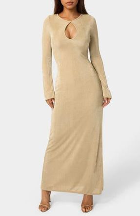 Bebe Keyhole Bell Sleeve Maxi Dress in Beige at Nordstrom Rack, Size X-Small