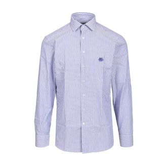 Etro Striped Poplin Shirt - male - Etro - Formal Shirts - Blue - 3XL - Shirts