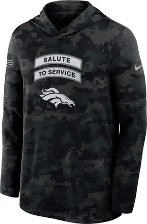 Nike Denver Broncos Salute to Service Sideline Nike Mens Dri-FIT NFL Long-Sleeve Hooded Top in Black | 03B90ILOA2A-YUN