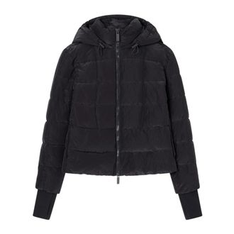 A|X Armani Exchange Zwarte Gerimpelde Nylon Hoodiejas - Dames - Winterjassen - Zwart - M - Nylon - Jassen
