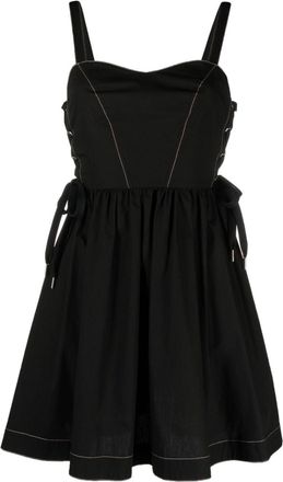 Pinko lace-up cotton minidress - women - Cotton - 44 - Black