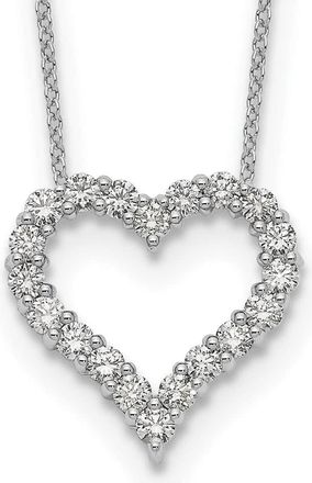 Diamond2Deal 14k Gold 1 Ct Lab Grown Diamond Open Heart Pendant Necklace 18 Clarity VS, Color D-E