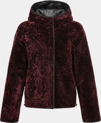 Gorski Textured Lamb Shearling Hooded Jacket