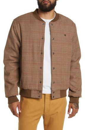 Brixton Dillinger Bomber Jacket in Brown Houndstooth at Nordstrom, Size Small