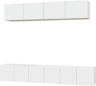 vidaXL Set De Muebles Para Tv 5 Piezas Madera Contrachapada Blanco Vidaxl