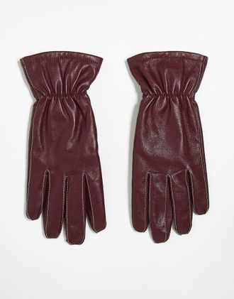 Becks&ouml;ndergaard Guanti in pelle liscia bordeaux-Rosso