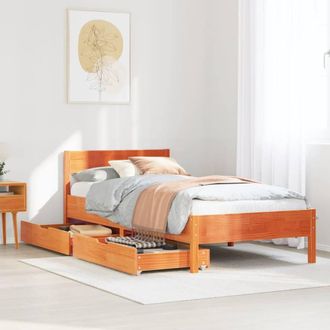 Berkfield Home Bed Frame without Mattress Wax Brown 90x200 cm Solid Wood Pine