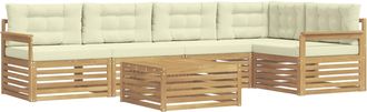 vidaXL Conjunto De Sof&aacute;s De Exterior 6 Uds. Blanco Y Crema Poli&eacute;ster Vidaxl