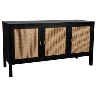 Wanderlust Deco Aparador de madera negro 150x45x76h cm
