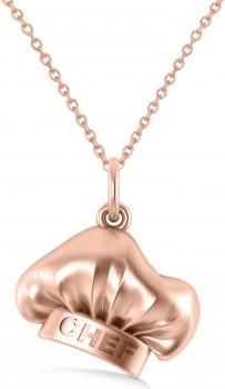 Allurez Chefs Hat Charm Pendant Necklace 14K Rose Gold