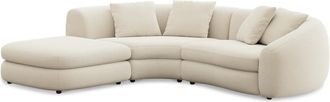 Castlery Fable Single Arm Sectional Sofa Left Facing Customized, (Washed Chenille) Cream, Machine Washable, Ultra Deep Seats for Sofas, Castlery Brand