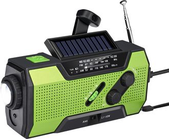 OEM Radio Meteorol&oacute;gica De Emergencia Port&aacute;til Con Manivela, Carga Solar, Linterna Led, Radio Am/fm, Alerta Sos, 2000 Mah