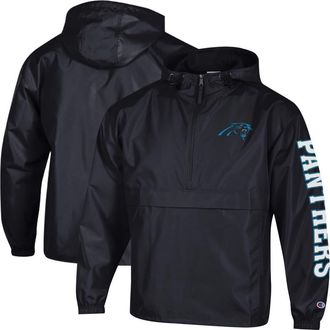 Champion Mens Champion Black Carolina Panthers Packable Hooded Windbreaker Half-Zip Jacket at Nordstrom, Size Large