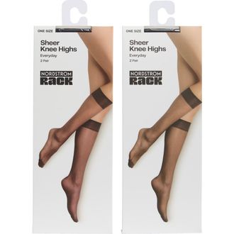 Nordstrom Rack Everyday Sheer 2-Pack Knee High Socks in Raven at Nordstrom Rack