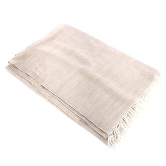 Hermès Light Beige Linen Scarf With Womens Fringes (Pre-Owned)