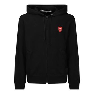 Comme Des Gar&ccedil;ons Zip-throughs, male, Black, L, Black Zip Hoodie Sweatshirt Double Front