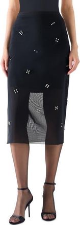 Akris Diamond Dice Mesh Pencil Skirt in Black at Nordstrom, Size 12