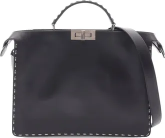 Fendi Pre-owned Fendi Studded Leather Peekaboo ISeeU Briefcase Unisex MK9K41CA393ASNVT