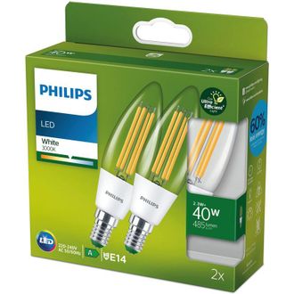 Philips Led Lampadina Classe a Ultra Efficiente a Risparmio Energetico, 40W, 2 Pezzi, Luce Naturale, Attacco E14 - Philips