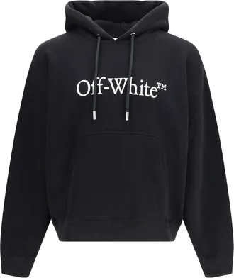 Off-white Relaxed Fit Cotton Hoodie with Front Logo Print