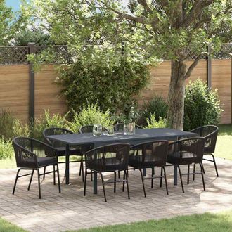vidaXL Conjunto De Comedor De Jard&iacute;n 9 Pcs Negro Polirat&aacute;n Vidaxl