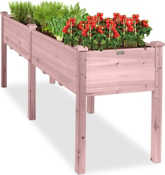 Best Choice Products 72x23x30in Raised Garden Bed, Elevated Wood Planter Box for Patio w/ Divider Panel