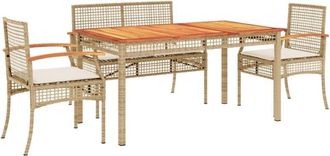 vidaXL Set Comedor De Jard&iacute;n 5 Pzas Con Cojines Rat&aacute;n Sint&eacute;tico Beige Vidaxl