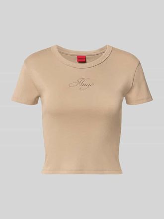 HUGO BOSS Slim Fit T-Shirt aus Baumwoll-Mix Modell DELANOR in Beige, Gr&ouml;&szlig;e XL