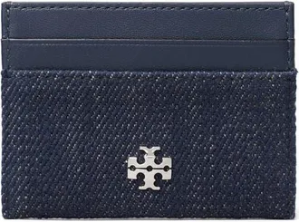 Tory Burch Charlie Denim Card Case in Midnight at Nordstrom