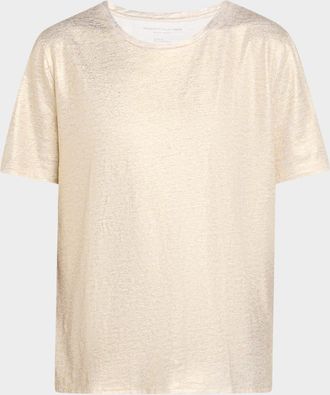 Majestic Filatures Stretch Linen Metallic Semi Relaxed Crewneck Top