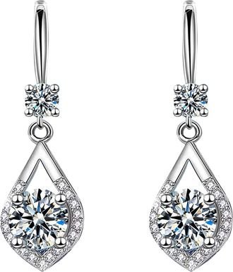 Generic Silver Earrings For Women Dangling, Sterling Silver Earrings: Dangle Earrings Diamond Earrings Sparkly Jewelry Earrings Dangly Earrings Moonstone Jewe